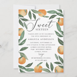 Invitación Dulce Dieciséis | Cumpleaños de Citrus Naranja & G
