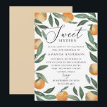 Invitación Dulce Dieciséis | Cumpleaños de Citrus Naranja & G<br><div class="desc">Celebra un hito de estilo con esta dulce invitación de 16 años con naranjas de acuarela y exuberantes hojas verdes. El elegante encabezado del guión y el diseño limpio resaltan el nombre del chica de cumpleaños, los detalles del fiesta y la información de RSVP de una manera fresca y moderna....</div>