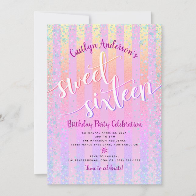 Invitación Dulce Dieciséis Cumpleaños Estribos De Ombre Púrpu (Anverso)