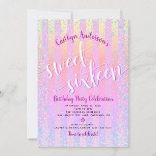 Invitación Dulce Dieciséis Cumpleaños Estribos De Ombre Púrpu