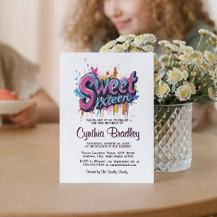 Invitación Dulce Dieciséis cumpleaños Fiesta I Estilo graffit