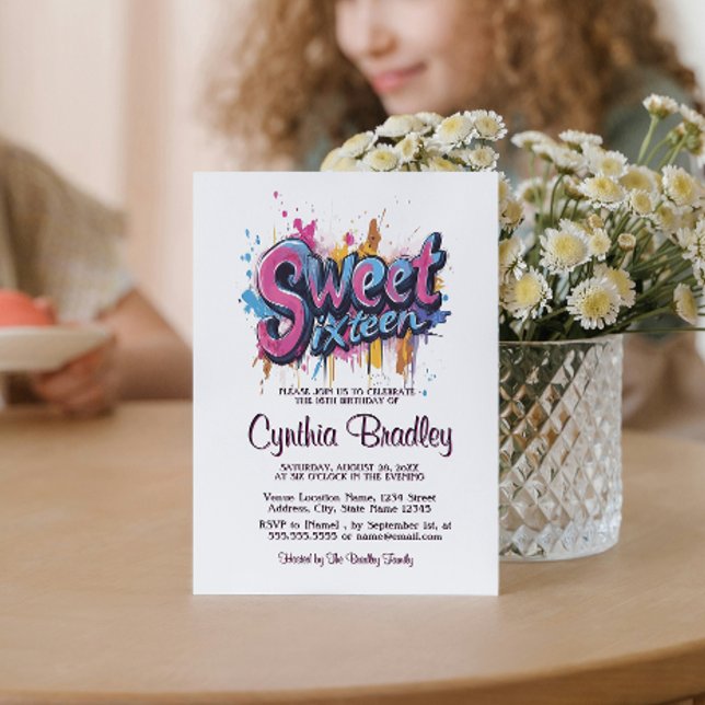 Invitación Dulce Dieciséis cumpleaños Fiesta I Estilo graffit (Subido por el creador)