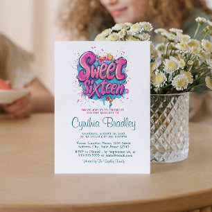 Invitación Dulce Dieciséis cumpleaños Fiesta I Graffiti estil