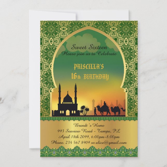 Invitación Dulce Dieciséis, cumpleaños, invitación, noche ára (Anverso)