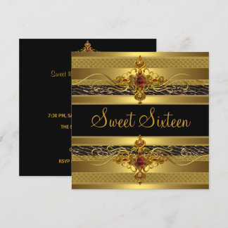 Invitación Dulce Dieciséis cumpleaños Wild Elegant Rich Gold