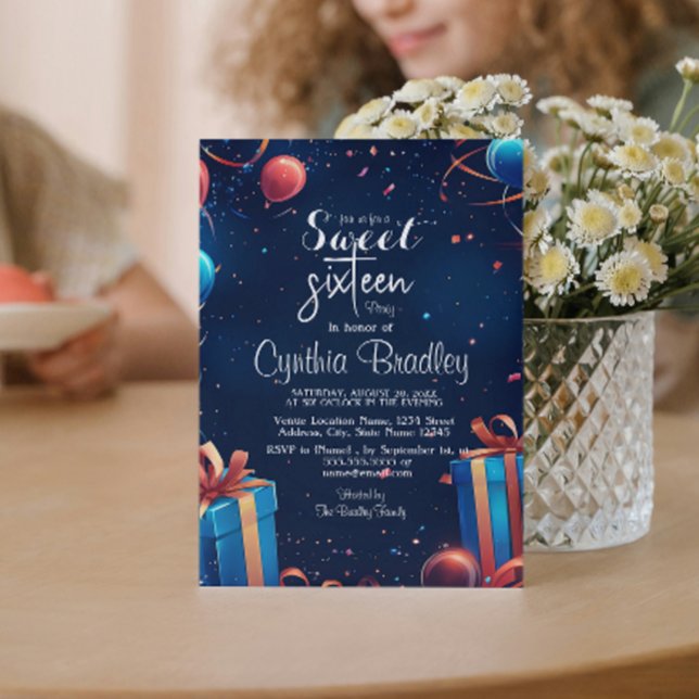 Invitación Dulce Dieciséis cumpleaños y Confetti (Subido por el creador)