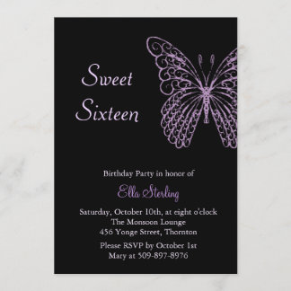 Invitación Dulce dieciséis de las mariposas que agita en