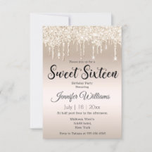 dulce dieciséis de oro goteando champagne purpurin