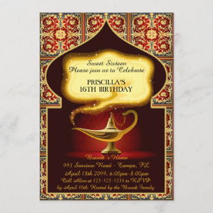 Invitación Dulce Dieciséis, décimo sexto cumpleaños, noche ár