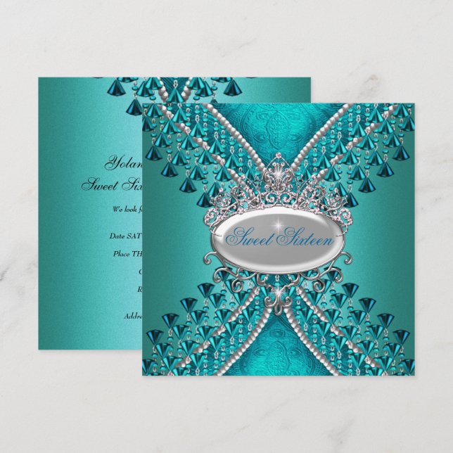 Invitación Dulce Dieciséis Dieciséis Diez Años Fiesta de Cump (Anverso / Reverso)