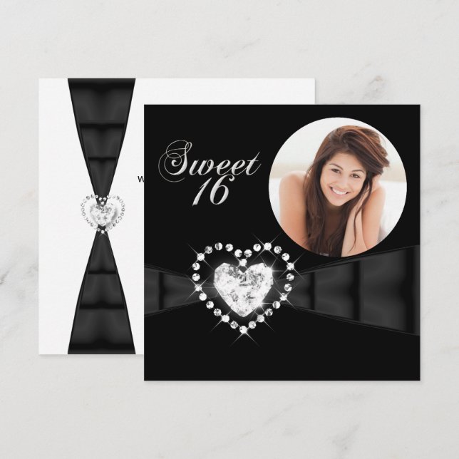 Invitación Dulce Dieciséis Dieciséis Fotos de Fiesta de Cumpl (Anverso / Reverso)