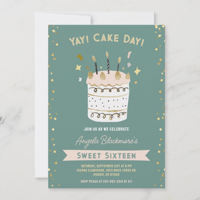 Invitación Dulce Dieciséis Dieciséis Niñas Fiesta de Cumpleañ (Anverso)