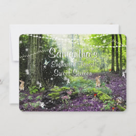 Invitación Dulce Dieciséis, encantadas luces de hadas foresta