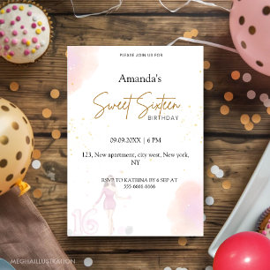 Invitación dulce dieciséis, feliz 16º cumpleaños,