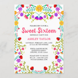 Invitación Dulce Dieciséis Fiesta Blanca Mexicana Floral