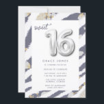 Invitación Dulce Dieciséis Fiesta de Chica adolescente con gl<br><div class="desc">azul bonito con plata diseño de balón 16 dulce invitación de fiesta de 16 cumpleaños. Añade los detalles de tu fiesta a esta invitación de cumpleaños,  perfecta para celebrar su 16 cumpleaños.</div>