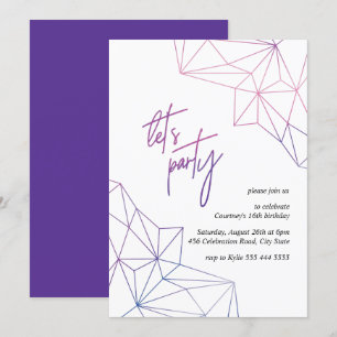 Invitación Dulce Dieciséis fiesta de cumpleaños geométrica mo