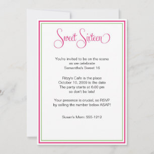 Invitación Dulce Dieciséis Fiesta de Cumpleaños Preppy
