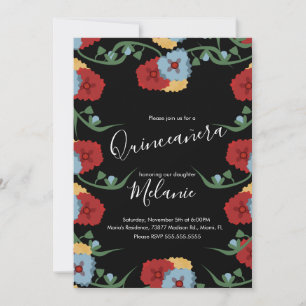 Invitación Dulce Dieciséis Fiesta Floral Mexicana CoIorful