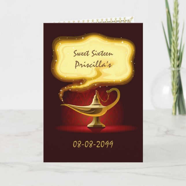 Invitación Dulce Dieciséis fiestas árabes, marroquíes,4 caras (Anverso)