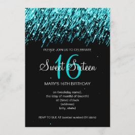Invitación Dulce Dieciséis Fiestas cayendo Estrellas Turquesa