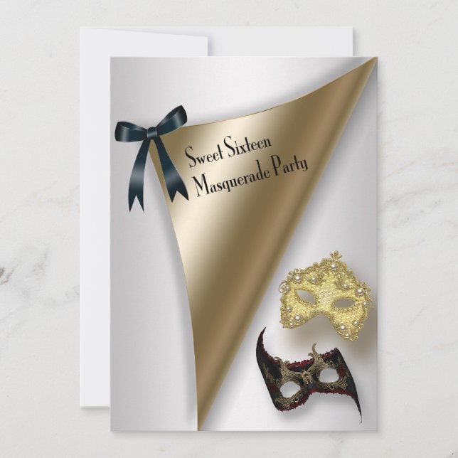 Invitación Dulce Dieciséis Fiestas de Masquerade (Anverso)