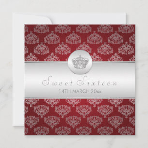 Invitación Dulce Dieciséis Fiestas Rojo de la Corona Real