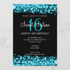 Invitación Dulce Dieciséis Fiestas Sparkles Azul Verde azulad