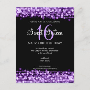 Invitación Dulce Dieciséis Fiestas Sparkles Purple