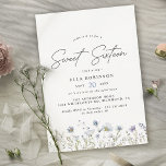 Invitación Dulce Dieciséis Flores Silvestres Azul Airy 16º cu<br><div class="desc">Bonito y elegantes dulces 16 invitaciones con ilustraciones acuarelas de flores silvestres. Floral azul sobre un fondo blanco aireado. El lado inverso es azul hielo,  con un patrón de coordinación.</div>