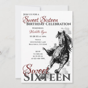 Invitación Dulce Dieciséis Galloping Horse Birday Party