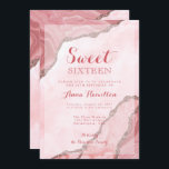 Invitación Dulce Dieciséis Geode de la Agate de Oro Rosa de R<br><div class="desc">Invitación de cumpleaños a un joven y elegante,  dulce y moderno,  con 16 años de la agencia de oro rosa Rubor</div>