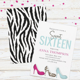 Invitación Dulce Dieciséis Glam Girly Cumpleaños Moderno