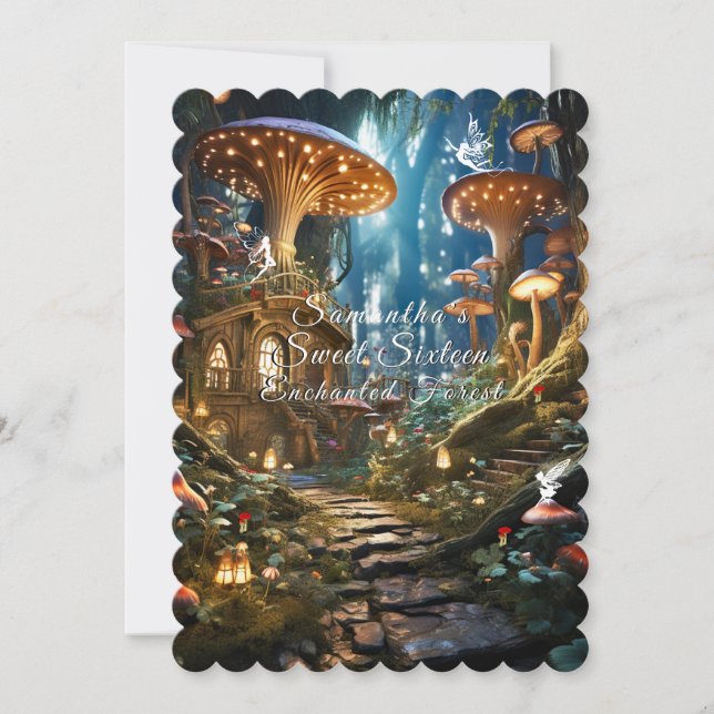 Invitación Dulce Dieciséis Hadas Forestales Encantadas (Anverso)