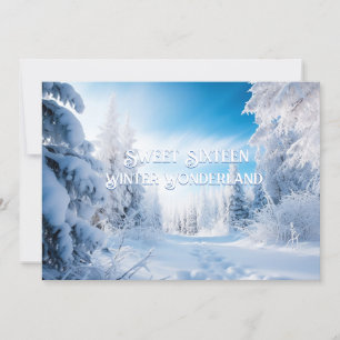 Invitación Dulce Dieciséis Invierno Wonderland Pine Trees Nie