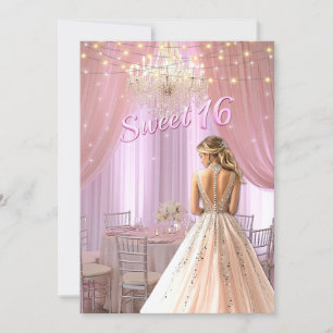 Invitación Dulce Dieciséis Luces De Esparkle En La Habitación