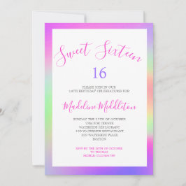 Invitación Dulce Dieciséis Moda Colorida Moderna Cumpleaños