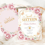 Invitación Dulce Dieciséis Moda Elegante Rosa Oro<br><div class="desc">Invitación a la celebración: Rosa, oro y blanco Dulce Dieciséis. Presenta fuente de guión, mariposas doradas, rosas rosas rosas rosas de color rosa y tiara. Perfecto para una elegante celebración de 16 años al estilo de la princesa glam Sweet. Personaliza con tus propios detalles. Invitaciones Zazzle impresas o una plantilla...</div>