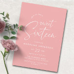 Invitación Dulce Dieciséis | Noche de cumpleaños 16º de Moder<br><div class="desc">Sencillo y lindo dulce 16 invitaciones con texto "dulce dieciséis" en una letra manuscrita. Color rosa claro.</div>