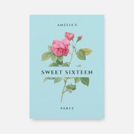 Invitación Dulce Dieciséis Pastel Blue Floral Birthday Party