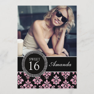 INVITACIÓN DULCE DIECISÉIS, PURPURINA DE LOS ROSAS BEBÉS,