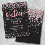 Invitación Dulce Dieciséis Purpurinas de Oro Rosa Rosa 16º cu<br><div class="desc">Presentamos una moda y una alegre invitación a la fiesta de 16 años Sweet 16th, ideal para celebrar con estilo. El elegante diseño combina el purpurina rosa rosa y el confetti purpurina plateado, lo que le da un toque divertido y jovial. En la parte superior, "Dieciséis" se exhibe de manera...</div>