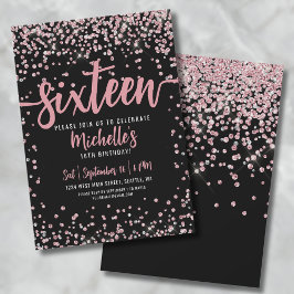 Invitación Dulce Dieciséis Purpurinas de Oro Rosa Rosa 16º cu