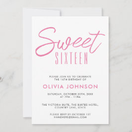 Invitación Dulce Dieciséis Rosa y Blanco Moderno