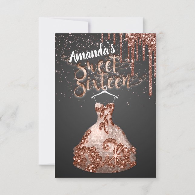 Invitación Dulce Dieciséis Rosas Vestido Floral Princesa Deri (Reverso)