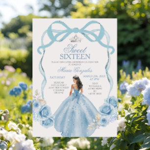 Invitación Dulce Dieciséis Silver y Baby Blue Birday