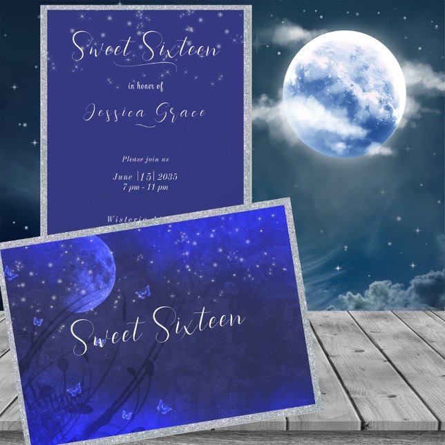 Invitación Dulce Dieciséis, Stars Moon Encantado Noche (Subido por el creador)