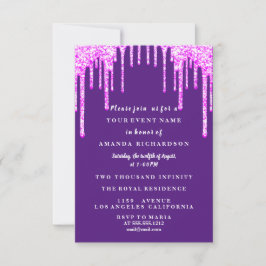 Invitación Dulce Dieciséis Vestidos Purpurina Drip Lotes rosa