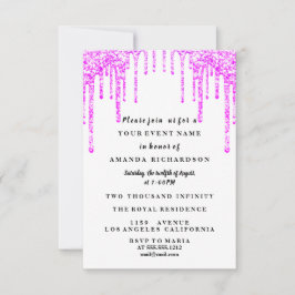 Invitación Dulce Dieciséis Vestidos Purpurina Drip Lotes rosa