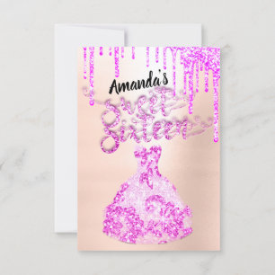 Invitación Dulce Dieciséis Vestidos Purpurina Drip Perforas r